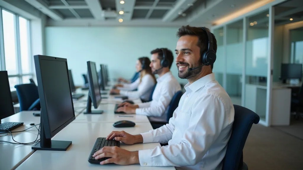 Contact centre agents serving customers